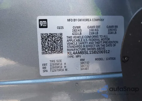 2025 Buick Encore Gx Preferred Fwd from USA, damaged, VIN KL4AMBSL1SB206912
